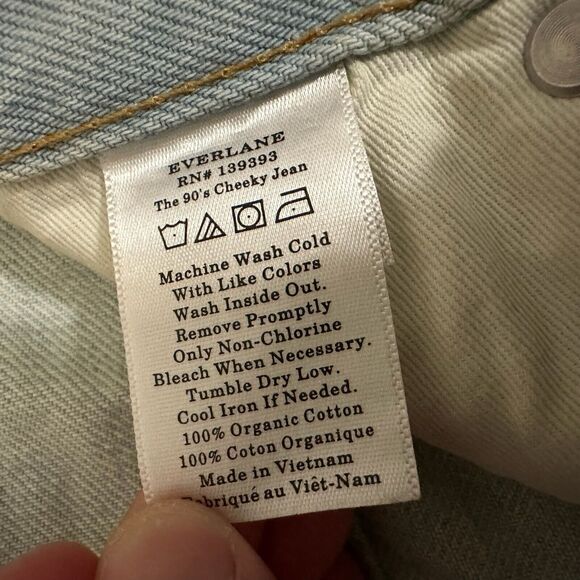 EVERLANE 90s Cheeky Jeans Light Blue Denim Cotton High Rise Cropped - Picture 10 of 14